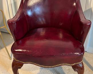 Leather Queen Anne Style Side Chair