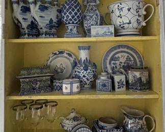Large Collection of Blue and White Decorative Ceramics