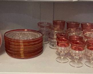 Assorted Red Glass Serving and Decorative
