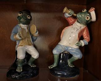 Pair of Ceramic Frog Musicians