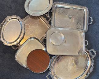 ManyShapes and Sizes of  Silverplate Trays - Wallace, Sheffield, Reed and Barton, etc