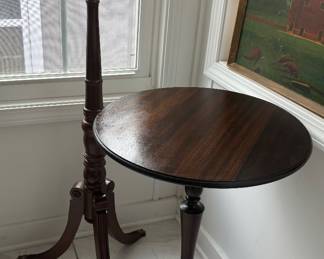 Pedestal SideTable and Tall Plant (or Sculpture) Tripod Pedestal