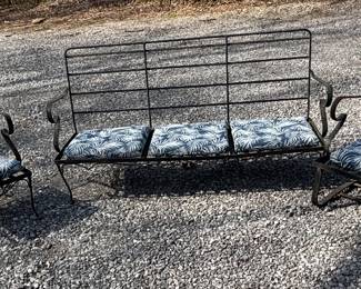 Iron Mid-Centure Outdoor Sofa with Matching Chair and Rocker