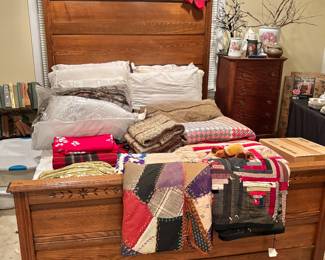 Victorian Oak High Back Bed