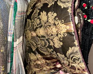 Vintage comforter in luxurious black and gold brocade fabric