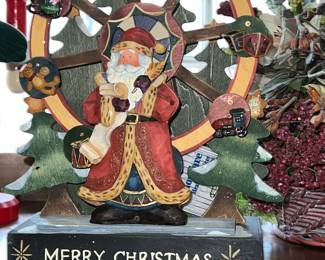Vintage wooden musical moving Ferris wheel with Santa Claus