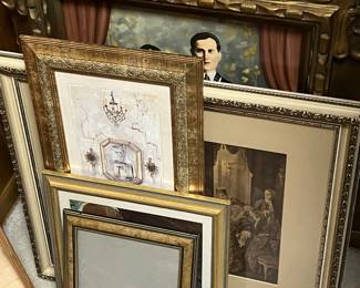 Vintage decorative art with ornate gold-gilded frames