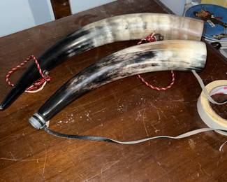 Vintage handcrafted cow horn vessels