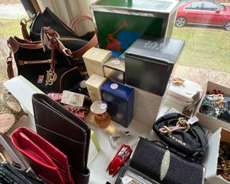 Vintage bags, new in box perfumes