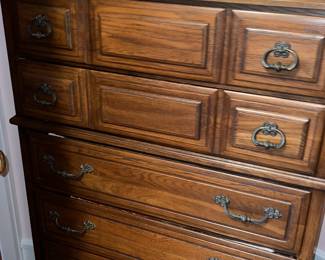 High-boy style dark wood dresser