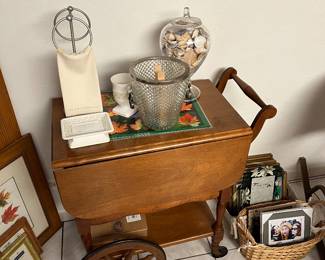 Vintage Ethan Allen drop-leaf tea cart