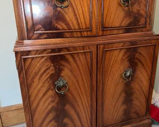 Vintage Art Deco flame mahogany cabinet