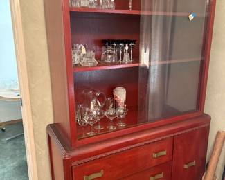 China Cabinet, Princess House Crystal and other vintage glassware.