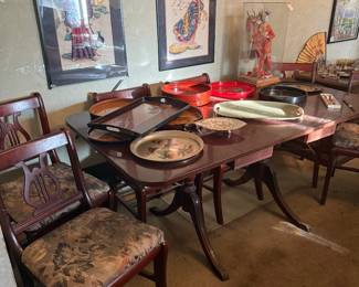 Dining Table and chairs, Japanese Lacquer ware, Geisha Doll