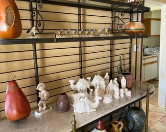 Indonesian Bakers Rack with Marble Shelves