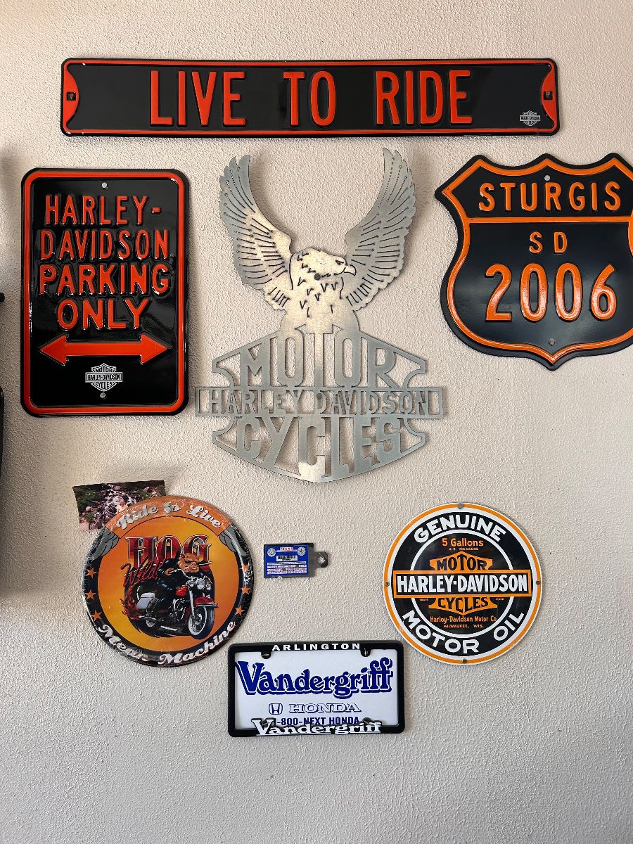 HARLEY/motorcycle signs