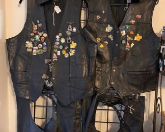 HARLEY his and hers leather vests and chaps