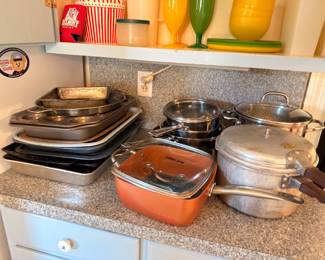 Stainless steel cookware, baking pans, pots and pans collection