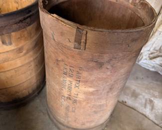 Antique wooden barrel bucket, primitive farmhouse