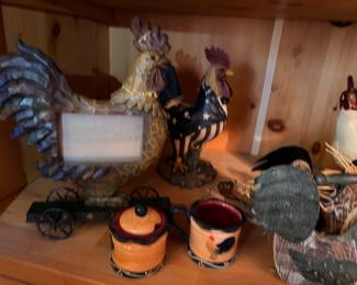 Ceramic rooster collection, country kitchen decor