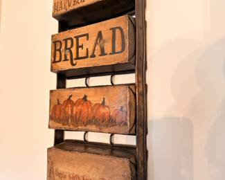 Vintage wooden bread box wall rack, farmhouse decor