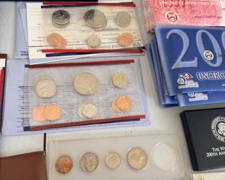 US Mint uncirculated and proof coin sets, multiple years