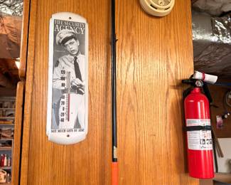 Barney Fife Andy Griffith Show novelty thermometer, fire extinguisher
