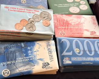 US Mint uncirculated coin sets, 1994-2000, P and D mint marks