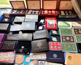 US proof sets, commemorative coins, and silver dollar collection