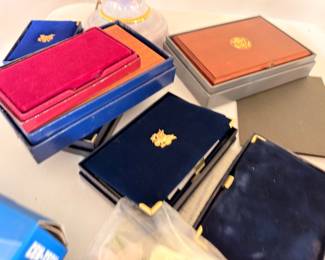 Vintage jewelry presentation boxes, velvet-lined
