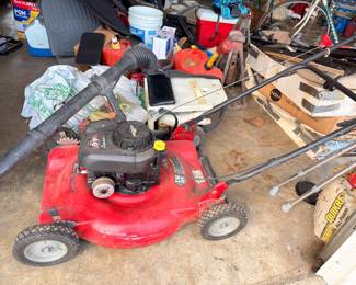 Red gas push lawn mower