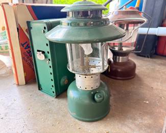 Vintage Coleman green camping lantern