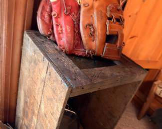 Vintage leather baseball gloves, sports memorabilia