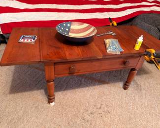 Cherry coffee table, American flag, Americana decor
