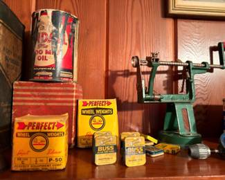 Vintage cast iron apple peeler, Perfect Wheel Weights, Buss fuses