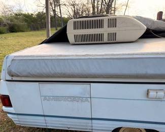 Grandview Americana pop-up camper, rear view with AC
