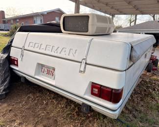 Coleman pop-up camper trailer, rear view