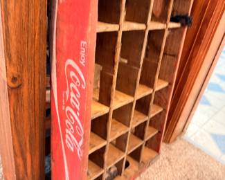 Vintage Coca-Cola wooden bottle crate, divided compartments