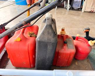 Gas cans, fuel containers, garage items