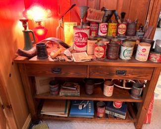 Vintage Kendall, Quaker State, Gold Shell motor oil can collection