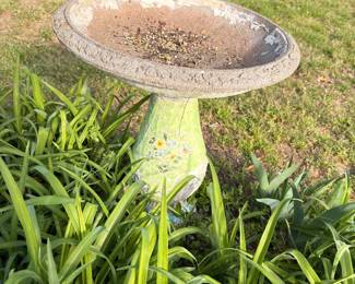 Concrete pedestal garden birdbath