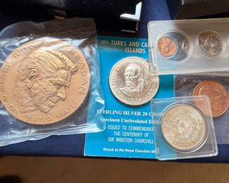 1974 Turks and Caicos sterling silver 20 crown Churchill commemorative coin