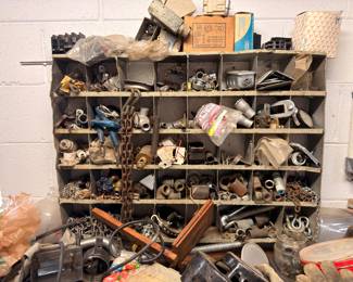 Hardware organizer bins, nuts, bolts, screws, plumbing fittings