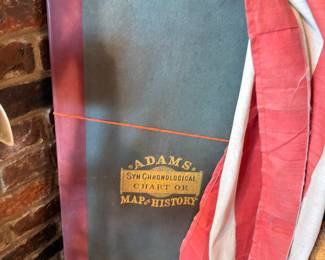 Antique Adams Synchronological Chart Map of History, American flag