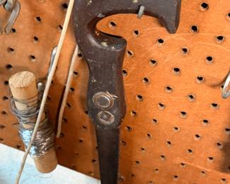 Vintage claw hammer, pegboard hand tools