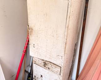 Antique white painted wooden cupboard, primitive