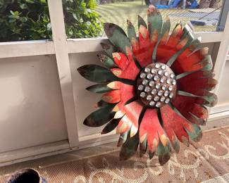 Metal sunflower garden wall art sculpture