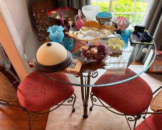 Vintage art glass, figurines, and collectibles