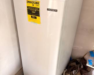White upright freezer