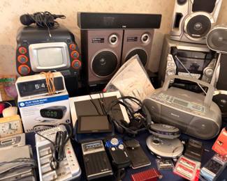 Sony stereo, vintage radios, boomboxes, Timex clock radios